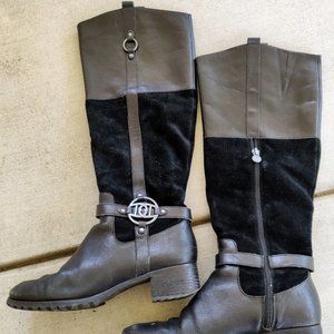 Etienne Aigner Western Style Black Leather Boots